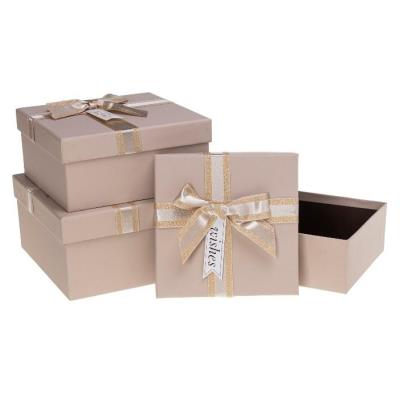 Opakowanie Pudełko prezentowe z kokardą 3szt beżowy ROZETTE