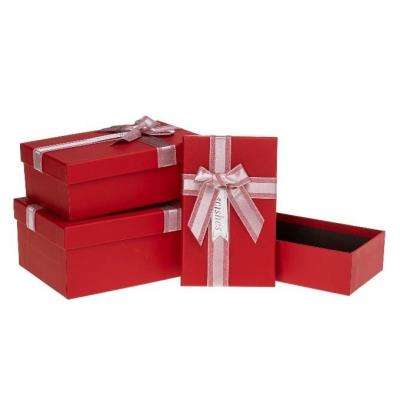 Opakowanie Pudełko prezentowe z kokardą 3szt czerwony ROZETTE