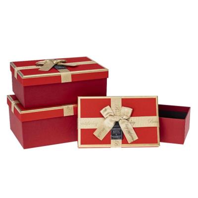 Opakowanie Pudełko prezentowe z kokardą 3szt czerwony ROZETTE