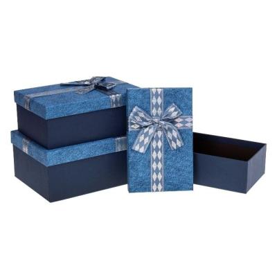 Opakowanie Pudełko prezentowe z kokardą 3szt niebiesk ROZETTE