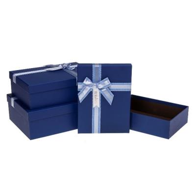 Opakowanie Pudełko prezentowe z kokardą 3szt niebiesk ROZETTE