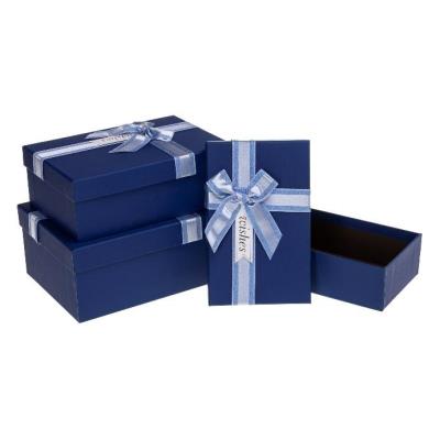 Opakowanie Pudełko prezentowe z kokardą 3szt niebiesk ROZETTE