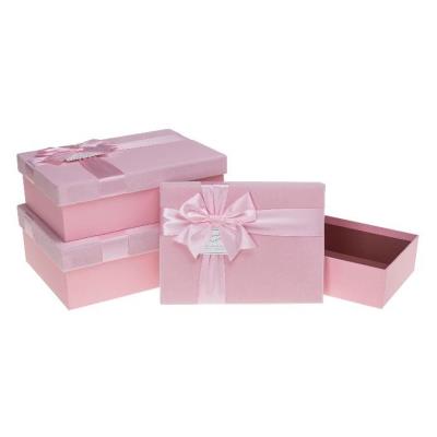 Opakowanie Pudełko prezentowe z kokardą 3szt różowy ROZETTE