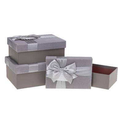 Opakowanie Pudełko prezentowe z kokardą 3szt srebrny ROZETTE