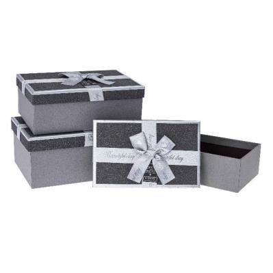 Opakowanie Pudełko prezentowe z kokardą 3szt srebrny ROZETTE