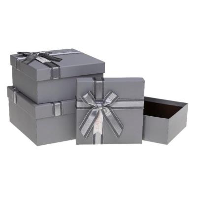 Opakowanie Pudełko prezentowe z kokardą 3szt srebrny ROZETTE