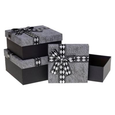 Opakowanie Pudełko prezentowe z kokardą 3szt szary ROZETTE