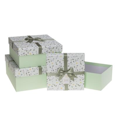 Opakowanie Pudełko prezentowe z kokardą 3szt zielony ROZETTE