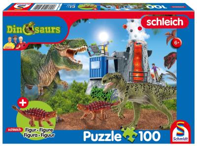 Opakowanie Puzzle 100 Schleich Dinozaury + figurka