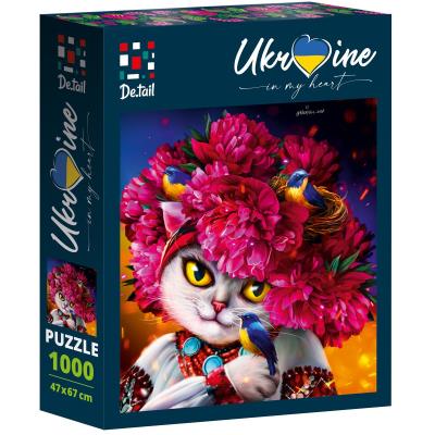 Puzzle 1000 Biały kot w różowym wianku DT1000-05. Wydawca: De.tail. SmakLiter.pl Opakowanie Puzzle 1000 Biały kot w różowym wianku DT1000-05