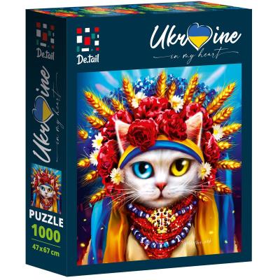 Puzzle 1000 Biały kot w wianku DT1000-06. Wydawca: De.tail. SmakLiter.pl Opakowanie Puzzle 1000 Biały kot w wianku DT1000-06