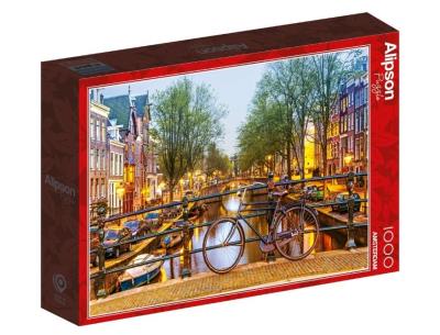 Opakowanie Puzzle 1000 Holandia-Amsterdam, Rower przy kanale