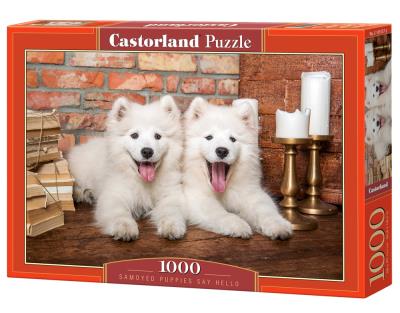 Puzzle 1000 Samoyed Puppies Say Hello. Wydawca: Castorland. SmakLiter.pl Opakowanie Puzzle 1000 Samoyed Puppies Say Hello