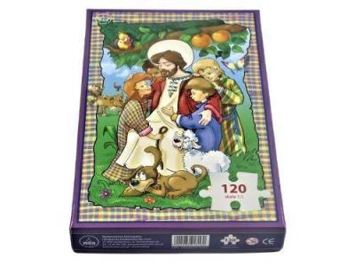 Puzzle 120 - Jezus wśród dzieci. Wydawca: Wydawnictwo Diecezjalne i Drukarnia w Sandomierzu. SmakLiter.pl Opakowanie Puzzle 120 - Jezus wśród dzieci