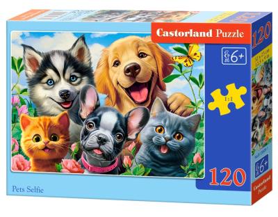 Puzzle 120 Pets Selfie CASTOR. Wydawca: Castorland. SmakLiter.pl Opakowanie Puzzle 120 Pets Selfie CASTOR