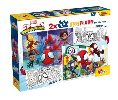 Puzzle 2 x 24 podłogowe Spidey. Wydawca: Lisciani. SmakLiter.pl Opakowanie Puzzle 2 x 24 podłogowe Spidey