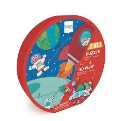 Opakowanie Puzzle 2w1 2D i 3D scenografia Kosmos