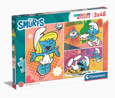 Opakowanie Puzzle 3 x 48 super kolor The smurfs 25276