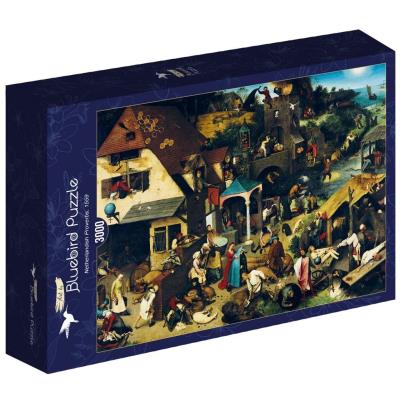 Puzzle 3000 Przysłowia, Piotr Brueghel, 1559. Wydawca: Bluebird Puzzle. SmakLiter.pl Opakowanie Puzzle 3000 Przysłowia, Piotr Brueghel, 1559