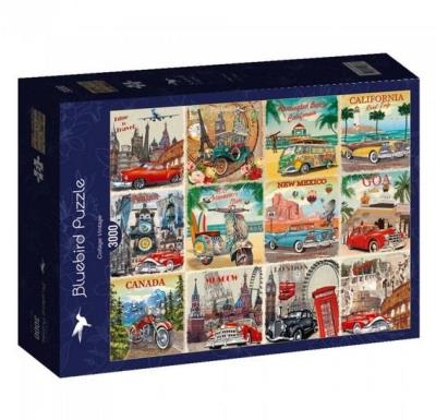Puzzle 3000 Stare plakaty z autami. Wydawca: Bluebird Puzzle. SmakLiter.pl Opakowanie Puzzle 3000 Stare plakaty z autami