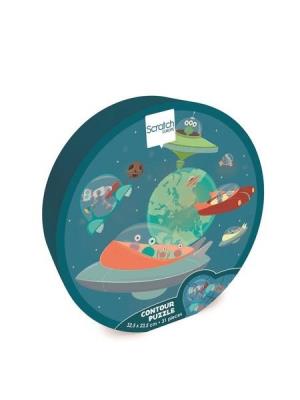 Puzzle 31 konturowe Kosmos. Wydawca: Scratch. SmakLiter.pl Opakowanie Puzzle 31 konturowe Kosmos