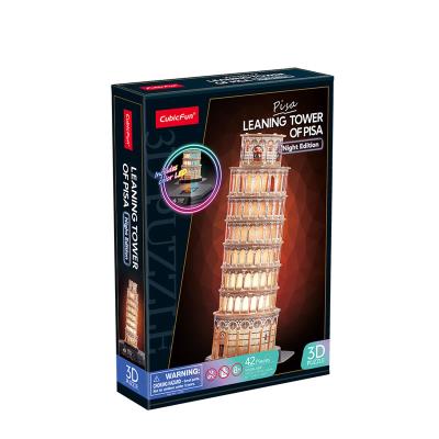 Puzzle 3D LED Krzywa Wieża w Pizie. Wydawca: Cubic Fun. SmakLiter.pl Opakowanie Puzzle 3D LED Krzywa Wieża w Pizie