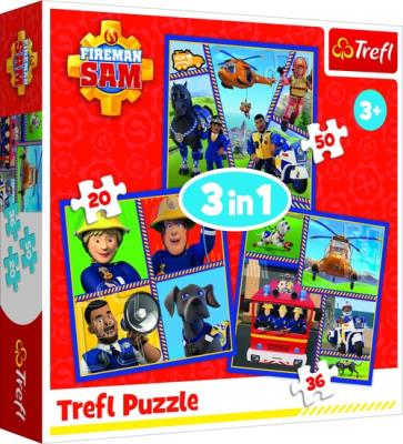 Opakowanie Puzzle 3w1 - Dzień Strażaka Sama TREFL