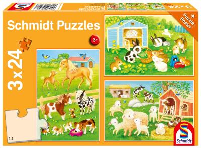 Puzzle 3x24 Słodkie zwierzaki G3. Wydawca: Schmidt. SmakLiter.pl Opakowanie Puzzle 3x24 Słodkie zwierzaki G3