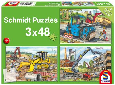 Puzzle 3x48 Pojazdy budowlane G3. Wydawca: Schmidt. SmakLiter.pl Opakowanie Puzzle 3x48 Pojazdy budowlane G3