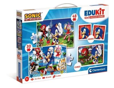Opakowanie Puzzle 48 + 36 + Memo + 6 klocków Edukit Sonic