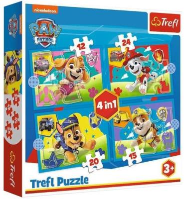 Opakowanie Puzzle 4w1 Biegnące Pieski TREFL