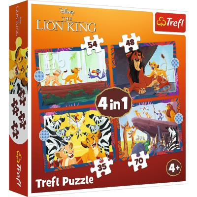 Puzzle 4w1 Odważny Król Lew Disney 34653. Wydawca: Trefl PAP. SmakLiter.pl Opakowanie Puzzle 4w1 Odważny Król Lew Disney 34653