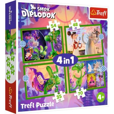 Opakowanie Puzzle 4w1 Świat Smoka Diplodoka TREFL