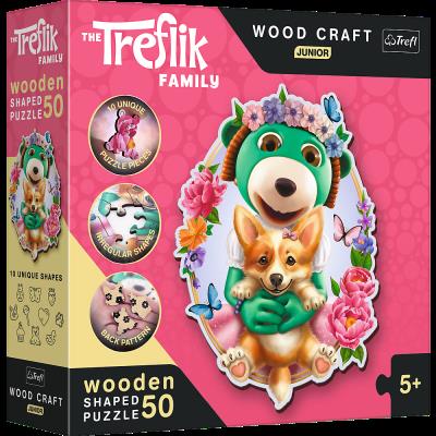 Puzzle 50 drewniane Wood Craft Junior Wesołe Trefliki 20206. Wydawca: Trefl PAP. SmakLiter.pl Opakowanie Puzzle 50 drewniane Wood Craft Junior Wesołe Trefliki 20206