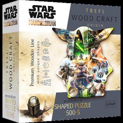 Opakowanie Puzzle 500+5 Puzzle Drewniane konturowe Tajemniczy Grogu  Star Wars The Mandalorian