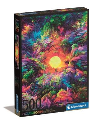 Puzzle 500 Color Boom Psychedelic Jungle Sunrise. Wydawca: Clementoni. SmakLiter.pl Opakowanie Puzzle 500 Color Boom Psychedelic Jungle Sunrise