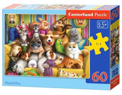 Puzzle 60 Playful Pets. Wydawca: Castorland. SmakLiter.pl Opakowanie Puzzle 60 Playful Pets