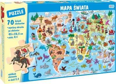 Okładka książki Puzzle 70 elementów. Mapa świata