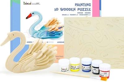 Opakowanie Puzzle drewniane 3D Do Malowania Łabędź