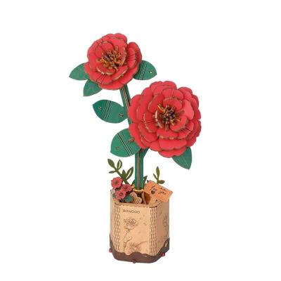 Opakowanie Puzzle drewniane 3D - Kwiat Czerwona Camellia