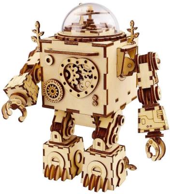 Opakowanie Puzzle Drewniane 3D-Pozytywka LED Steampunk Robot