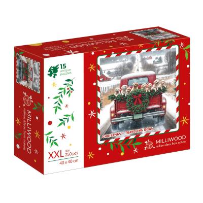 Opakowanie Puzzle drewniane Christmas Traveling Dogs