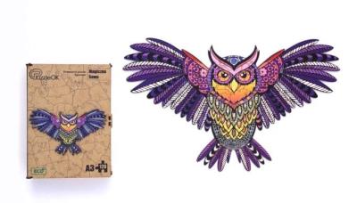 Opakowanie Puzzle drewniane eko 120 Magiczna sowa A3