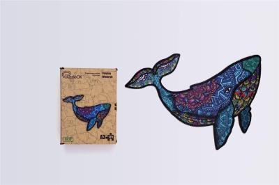 Opakowanie Puzzle drewniane eko 125 Potężny wieloryb A3