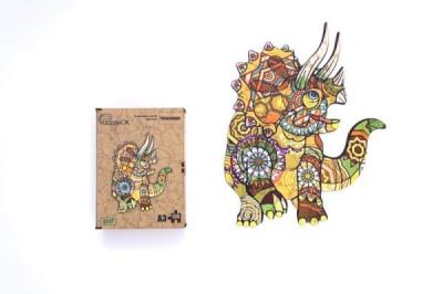 Opakowanie Puzzle drewniane eko 130 Triceratops A3