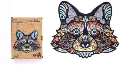 Opakowanie Puzzle drewniane eko 130 Wesoły szop pracz A3