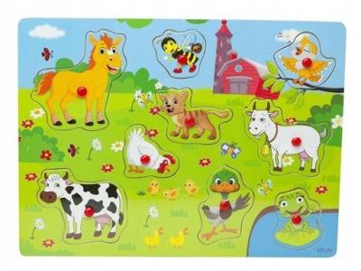 Opakowanie Puzzle drewniane z uchwytami wiejskie zwierzęta