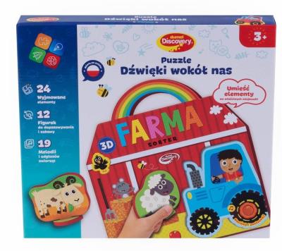 Puzzle dźwięki wokół nas 3D Farm. Wydawca: Dumel. SmakLiter.pl Opakowanie Puzzle dźwięki wokół nas 3D Farm