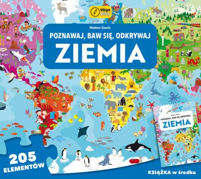 Puzzle i książka Poznawaj baw się odkrywaj Ziemia 205 elementów. Wydawca: Wilga Play. SmakLiter.pl Opakowanie Puzzle i książka Poznawaj baw się odkrywaj Ziemia 205 elementów
