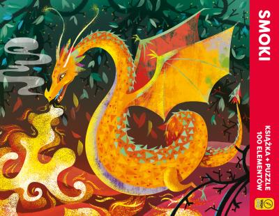 Puzzle i książka Smoki 100 elementów. Autor: Irena Trevisan, Paszkiewicz Anna. SmakLiter.pl Okładka książki Puzzle i książka Smoki 100 elementów